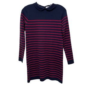 Mademoiselle Jacadi Striped Sweater Dress Navy Blue Red Size Small